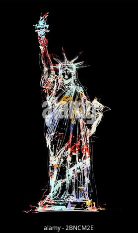 Statue de la liberté, New York, Etats-Unis - illustration vectorielle (idéale pour l'impression sur tissu ou papier, affiche ou papier peint, décoration de maison) Illustration de Vecteur