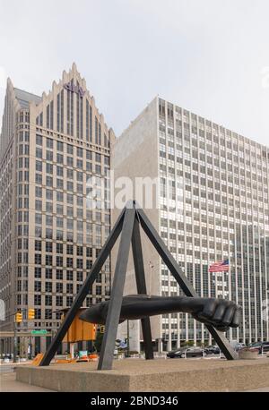 Le Fist Monument à Joe Louis Detroit Michigan Banque D'Images