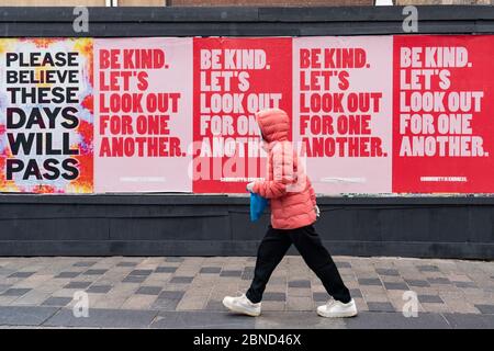 Glasgow, Écosse, Royaume-Uni. 14 mai 2020. L'Écosse étant encore dans le confinement de Covid-19, le centre-ville de Glasgow reste déserté avec peu de membres du public dans les rues et les magasins, bureaux et restaurants fermés. Iain Masterton/Alay Live News Banque D'Images