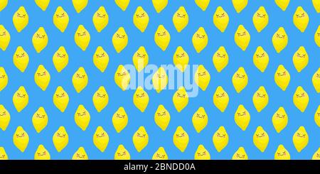 Caractère citron. Joli dessin animé fruit. Illustration . Motif fruits sans coutures. AGRUMES JAUNES. Banque D'Images