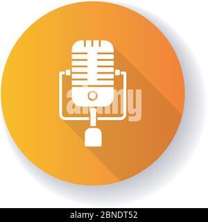 Microphone orange vintage plat design long ombre glyphe icône Illustration de Vecteur