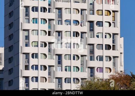 Appartements modernistes à Plac Grunwaldski, Wroclaw, Pologne Banque D'Images