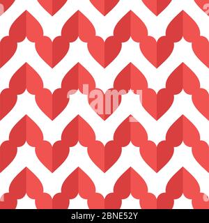 Motif coeurs rouges sans coutures. Texture d'enveloppe géométrique abstraite. Design d'emballage plat. Convient pour l'emballage cadeau ou la carte de vœux pour la Saint-Valentin Illustration de Vecteur