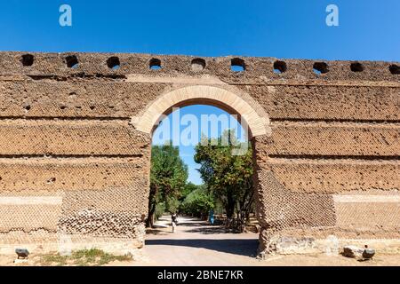 Mur de brique à Pecile, Villa Adriana, Villa Hadrien, Tivoli, Italie Banque D'Images