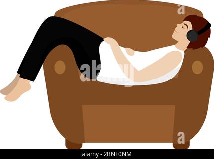 L'homme allongé sur un canapé Illustration de Vecteur