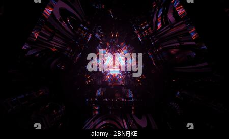 Illustration futuriste avec lumières laser colorées de formes géométriques Banque D'Images