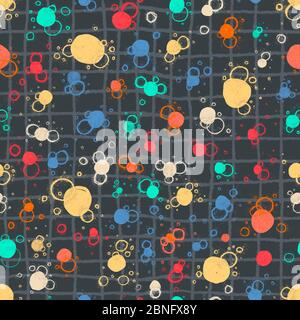Motif sans coutures à pois et cercles texturés Banque D'Images