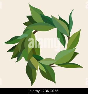 Couronne de feuilles vertes de différentes teintes. Illustration de Vecteur