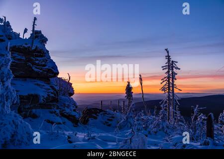 Winterlandschaft im Abendlicht Banque D'Images