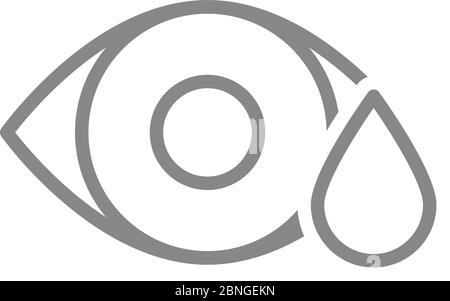 Œil humain avec icône de ligne de dépôt. Symbole gouttes oculaires, médicaments, larmes Illustration de Vecteur