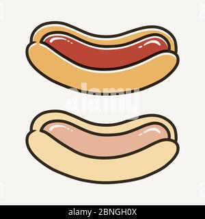 illustrations vectorielles simples et emblématiques de hotdog Illustration de Vecteur