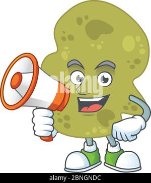 Une image de la conception de dessin animé de verrucomicrobia avec un mégaphone Illustration de Vecteur
