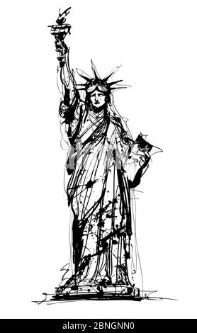 Statue de la liberté, New York, Etats-Unis - illustration vectorielle (idéale pour l'impression sur tissu ou papier, affiche ou papier peint, décoration de maison) Illustration de Vecteur