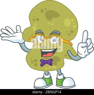 Dessin animé de caractère de nerd verrucomicrobia avec des lunettes bizarres Illustration de Vecteur