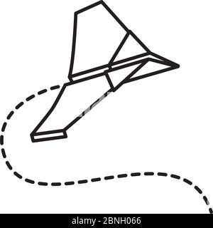 Icône de ligne vectorielle d'avion papier. Symbole de contour de jouet simple et bon marché Illustration de Vecteur