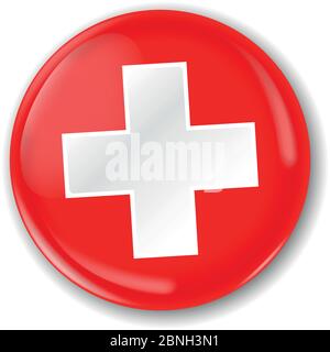 Badge drapeau suisse. Illustration vectorielle. Deux couches, bouton et indicateur de graisse que vous pouvez utiliser séparément. Illustration de Vecteur