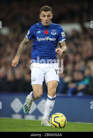 L'Everton Lucas Digne au cours de la Premier League match à Goodison Park, Liverpool. Banque D'Images