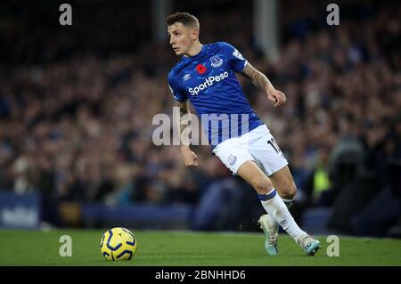 L'Everton Lucas Digne au cours de la Premier League match à Goodison Park, Liverpool. Banque D'Images