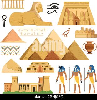 Pyramide de l'égypte. Monuments historiques. Objets culturels et symboles des égyptiens Illustration de Vecteur