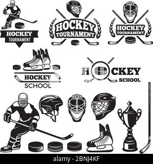 Étiquettes de sport pour l'équipe de hockey. Jeu de badges vectoriels Illustration de Vecteur