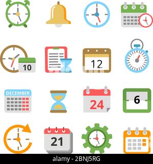 Symboles de gestion du temps. Calendriers, rappels, agendas et autres icônes vectorielles Illustration de Vecteur
