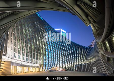 Phoenix International Media Center au crépuscule, Pékin, Chine, Asie Banque D'Images