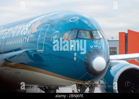 Le 29 octobre 2019, Moscou, Russie. Avion Airbus A350-900 de Vietnam Airlines à l'Aéroport de Sheremetyevo à Moscou. Banque D'Images