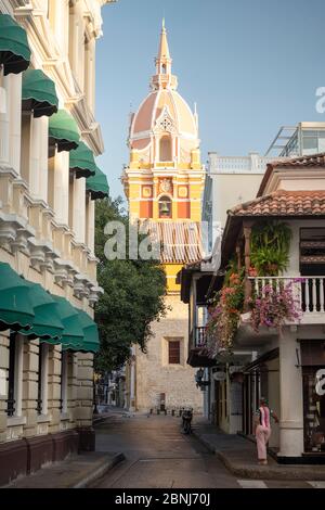 Architecture coloniale, vieille ville, site du patrimoine mondial de l'UNESCO, Cartagena, Département Bolivar, Colombie, Amérique du Sud Banque D'Images