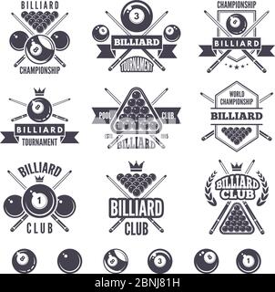 Ensemble logos pour club de billard Illustration de Vecteur