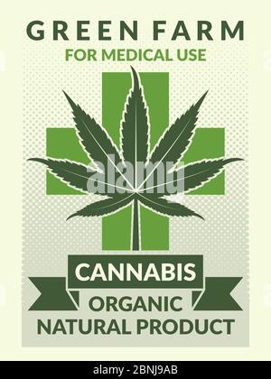 Affiche médicale avec illustrations de feuilles de marijuana Illustration de Vecteur