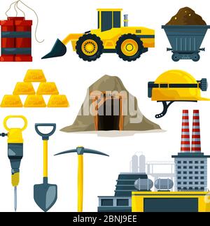 Outils vectoriels pour l'extraction de l'or et des minéraux Illustration de Vecteur