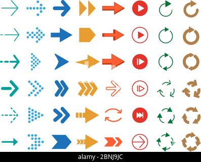 Flèches modernes de couleur. Ensemble d'icônes vectorielles Illustration de Vecteur