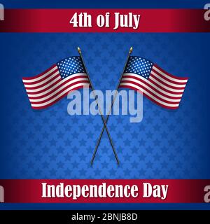 Carte de voeux Happy Independence Day 4 juillet. Super vacances aux Etats-Unis. Illustration vectorielle. Banque D'Images