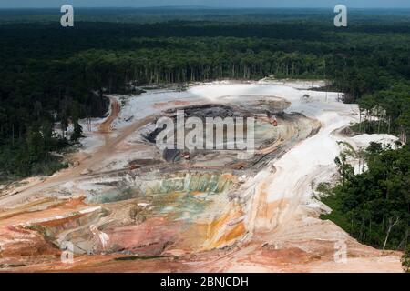 Vue aérienne de l'extraction de l'or, Troy Resources, Guyana, en Amérique du Sud Banque D'Images