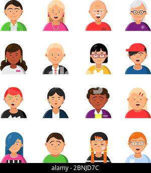 Personnages amusants, hommes et femmes. Avatars Web Illustration de Vecteur