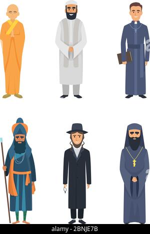 Chrétiens, juifs et autres différents chefs religieux Illustration de Vecteur