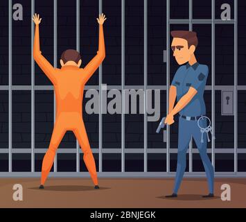 Prisonniers en inspection près de la caméra Illustration de Vecteur