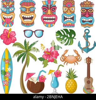 Symboles tribaux de la culture hawaïenne et africaine Illustration de Vecteur