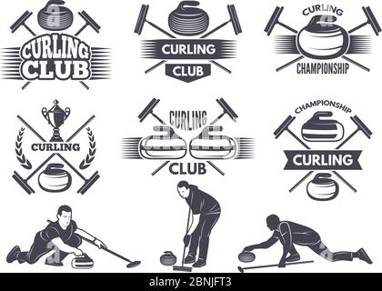 Étiquettes pour l'équipe de curling Illustration de Vecteur