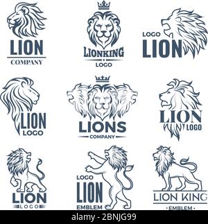 Logo ou badges de luxe avec photos de lions Illustration de Vecteur