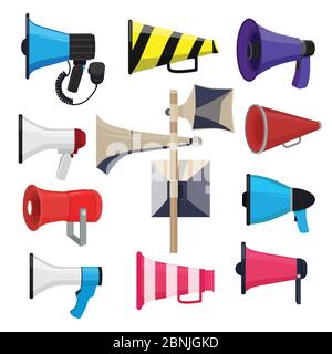 Différents haut-parleurs. Symboles pour annonce Illustration de Vecteur