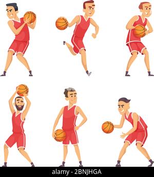Jeu d'illustrations de joueurs de basket-ball Illustration de Vecteur