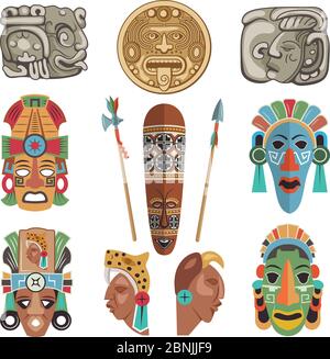 Symboles et images antiques mayas Illustration de Vecteur