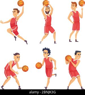 Illustrations sportives. Jeu de personnages de l'équipe de basket-ball Illustration de Vecteur