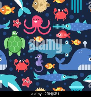 Un modèle fluide de vie sous-marine. Illustrations vectorielles plates Illustration de Vecteur