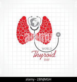 Illustration vectorielle de la Journée mondiale de la thyroïde qui a lieu le 25 mai. Peut être utilisé pour l'affiche, la bannière, les dessins médicaux, les arrière-plans, le symbole, l'icône et le prin Illustration de Vecteur