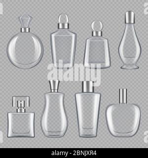 Flacons pour parfums. Des images réalistes de bouteilles en verre Illustration de Vecteur