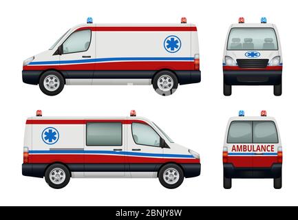 Voitures de service d'ambulance. Vues diverses sur l'ambulance Illustration de Vecteur