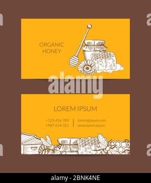 Modèle de carte de visite Vector pour un producteur de miel ou un magasin Illustration de Vecteur