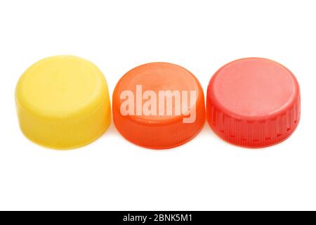 Bouchons de bouteille en plastique coloré Banque D'Images